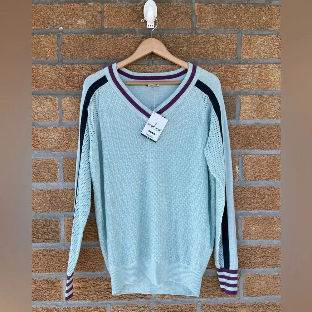 Smartwool Women's Frosted Valley V-Neck Sweater Green Large - Picture 4 of 13